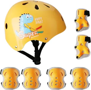 Kids Helmet Adjustable for Kids Toddlers Ages 3-8 Years Old Boys Girls, Toddler Helmet with Protective Sports Gear Set Knee Elbow Pads Wrist Guards for Cycling Skateboard Scooter