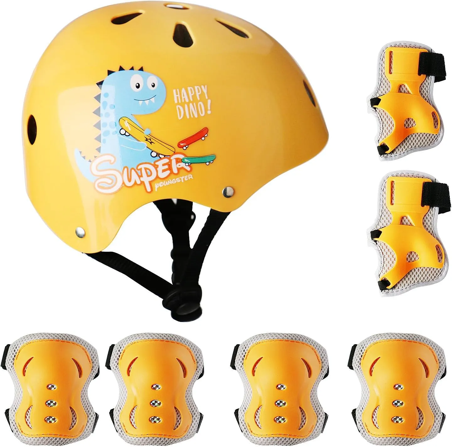 Kids Helmet Adjustable for Kids Toddlers Ages 3-8 Years Old Boys Girls, Toddler Helmet with Protective Sports Gear Set Knee Elbow Pads Wrist Guards for Cycling Skateboard Scooter