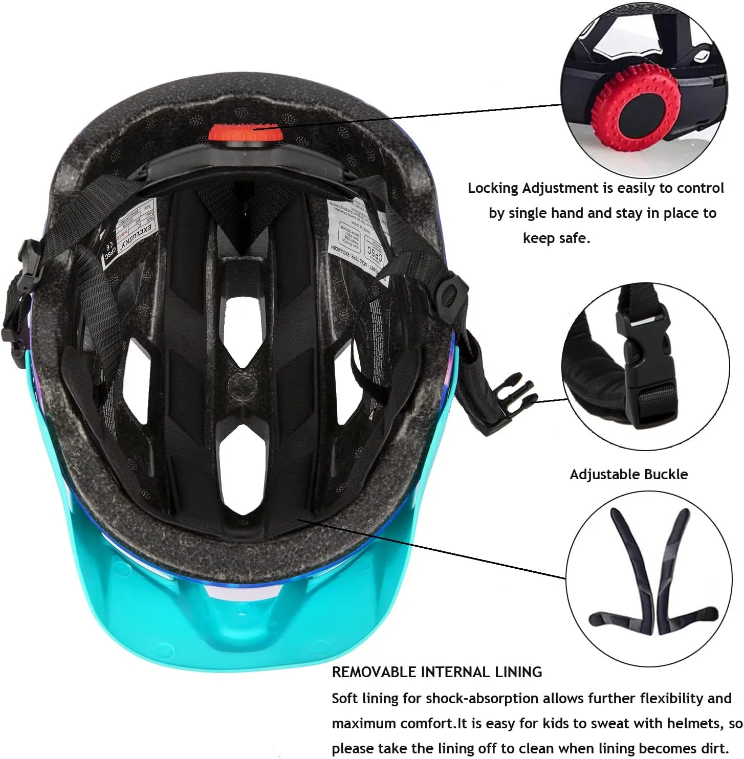 Kids Helmet, Exclusky Kids Bike Helmet Adjustable Safety Lightweight Children Bicycle Helmet for Kids Skating Cycling Scooter Boys and Girls Bicycle Helmets Ages 5-8-14