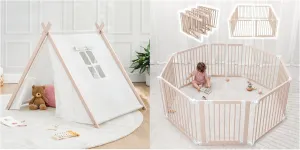 Kids Play Tent and Baby Gate Playpen for Toddler and Babies Bundled by Comfy Cubs