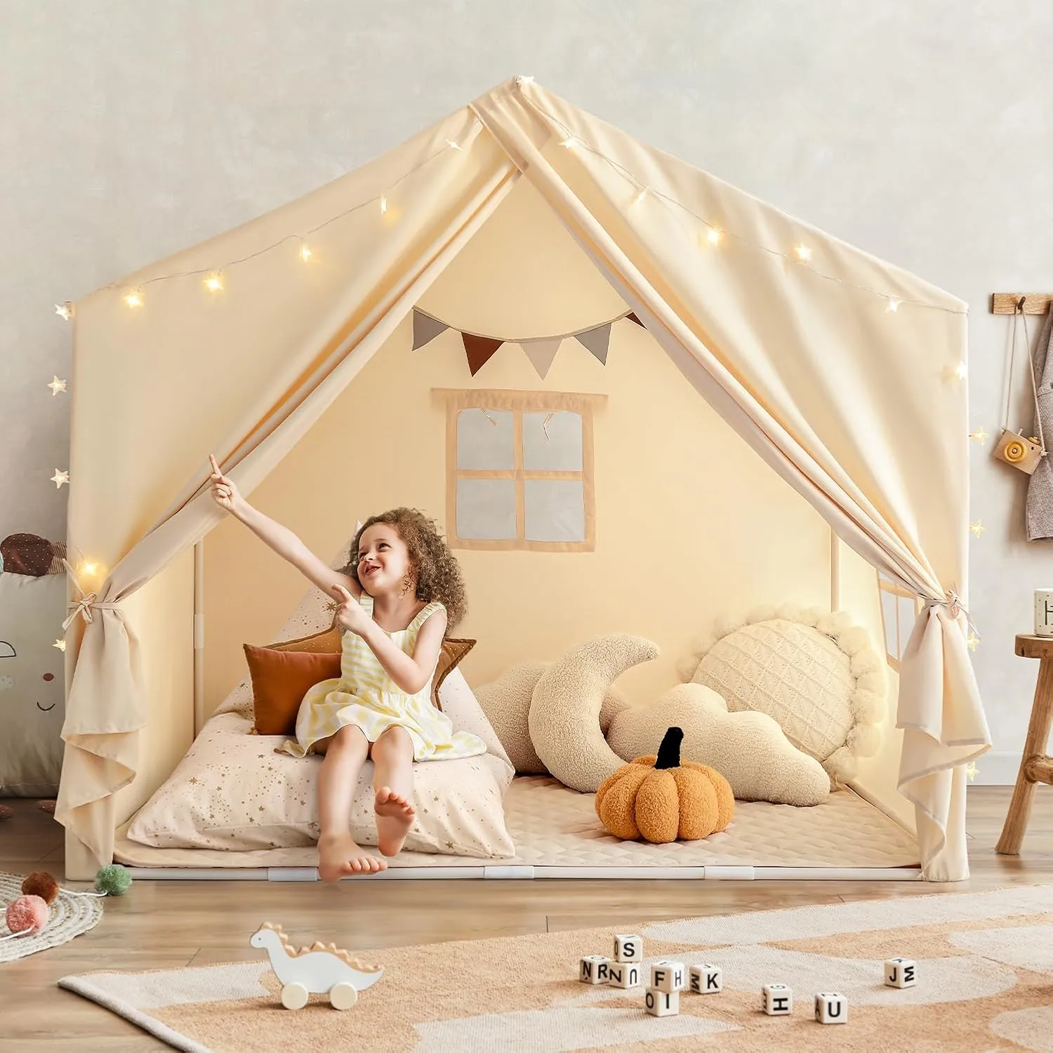 Kids Play Tent with Padded Mat, Razee Large Kids Tent Indoor, Play House Playhouse Castle Tent for Girls Boys