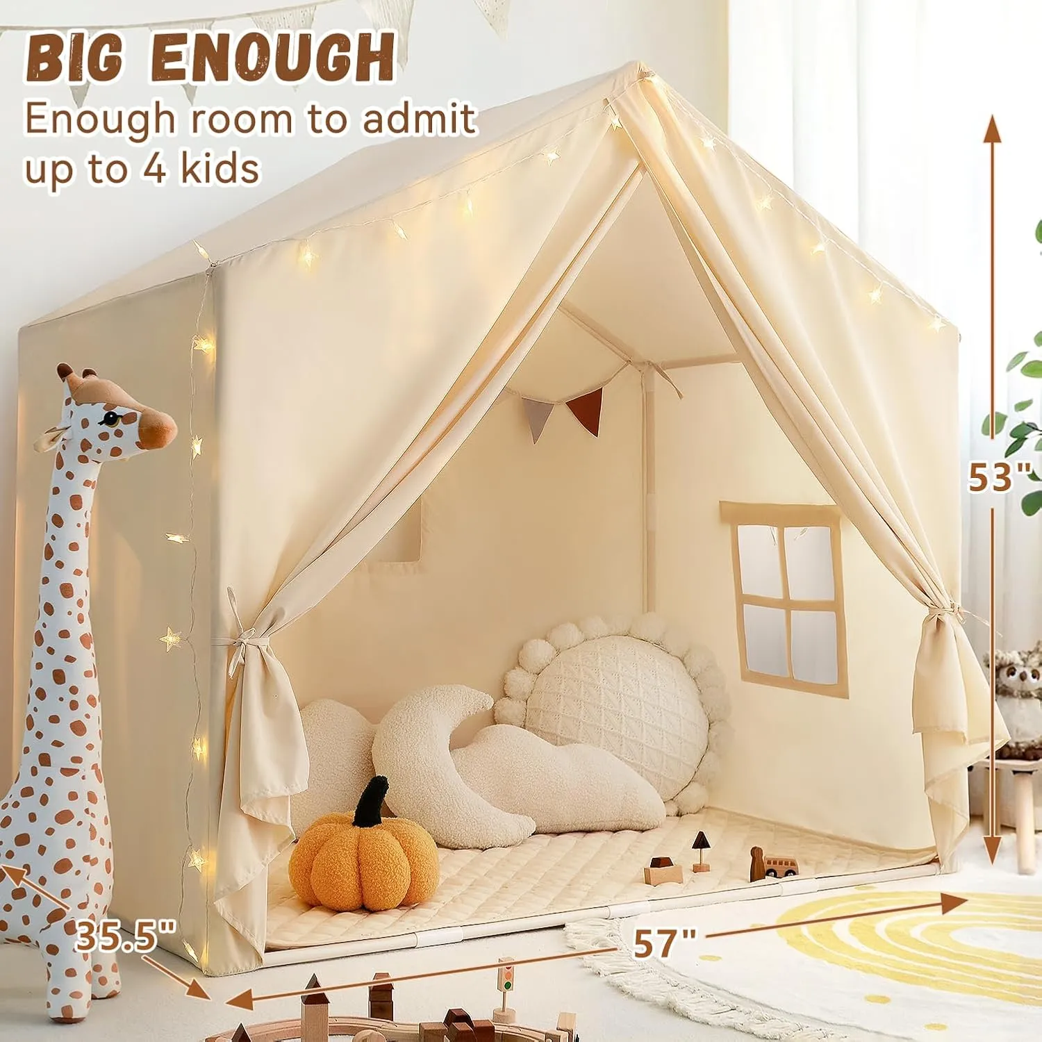 Kids Play Tent with Padded Mat, Razee Large Kids Tent Indoor, Play House Playhouse Castle Tent for Girls Boys