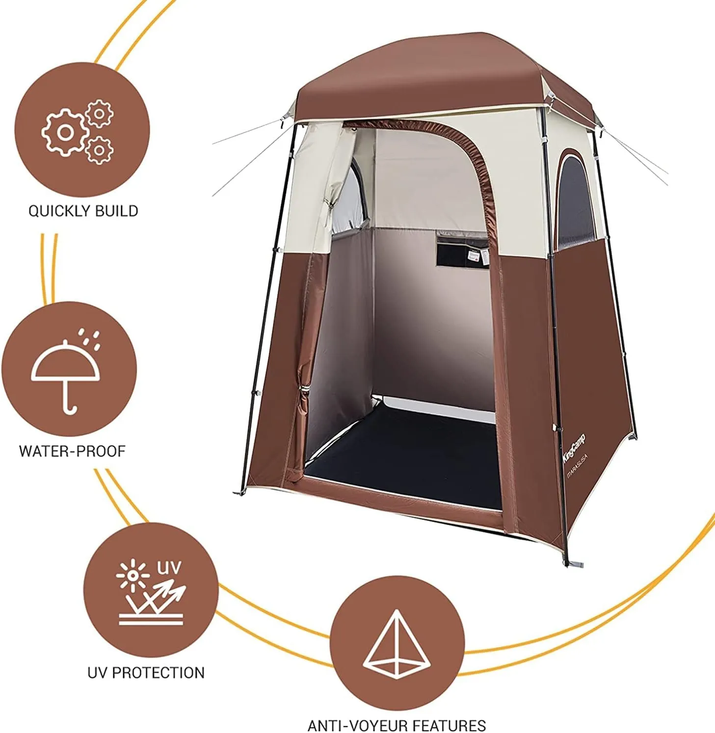 KingCamp Shower Tent, Large Portable 1/2 Room Dressing, Toilet and Changing Tents with Shower Bag & Floor for Camping & Travel
