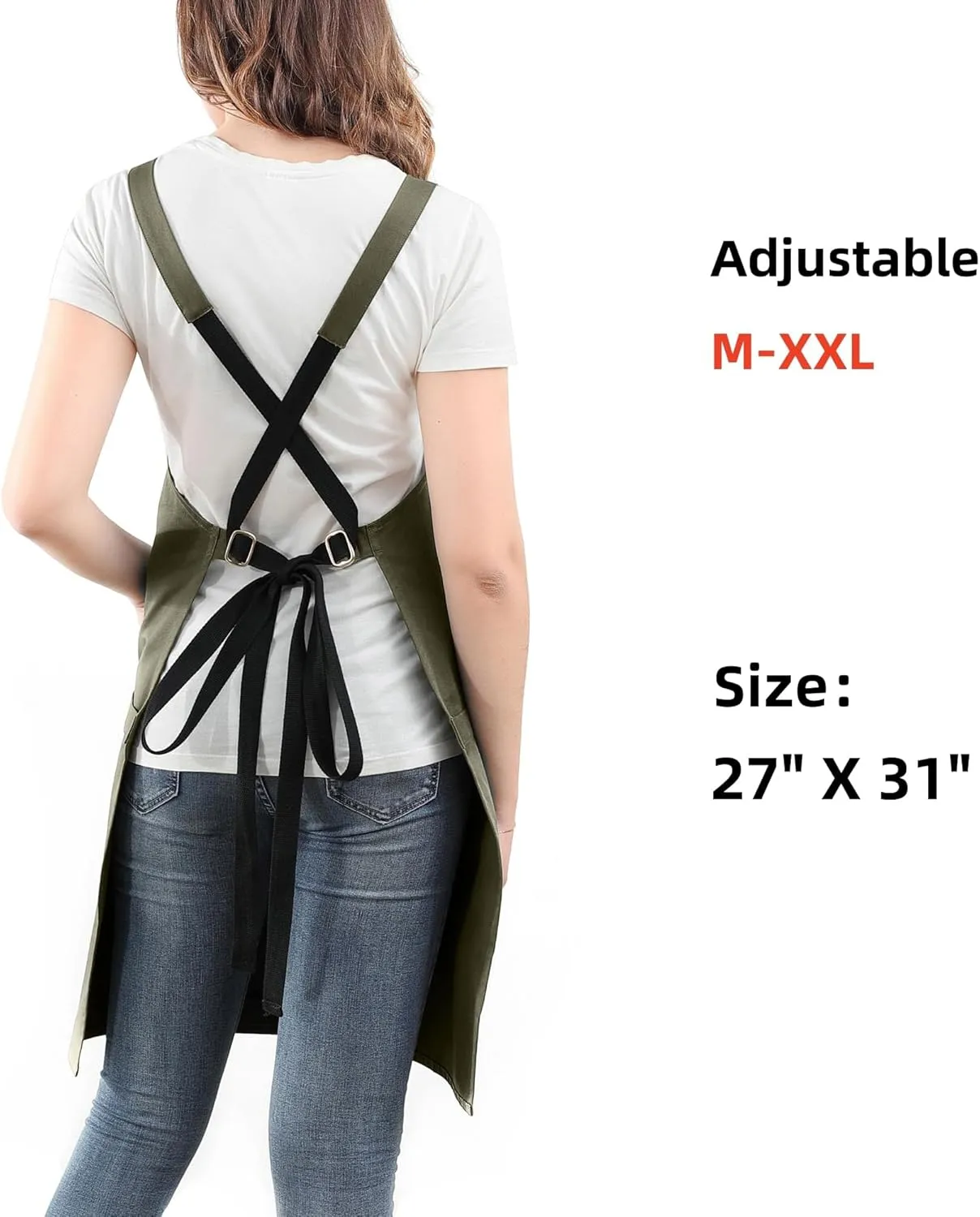 Kitchen Artist Apron for Chef, BBQ & Grill, 6 Deep Pockets with 1 Zipper Pocket,100% Cotton, M-XXL