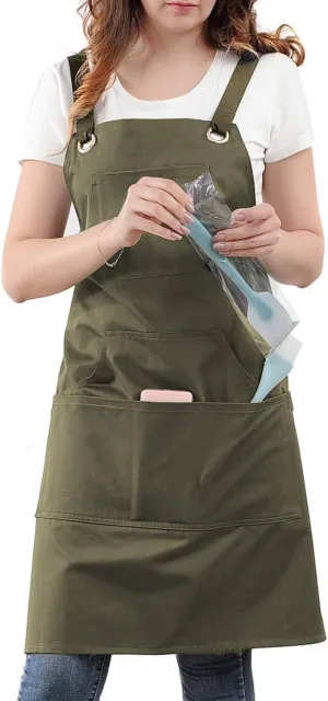 Kitchen Artist Apron for Chef, BBQ & Grill, 6 Deep Pockets with 1 Zipper Pocket,100% Cotton, M-XXL