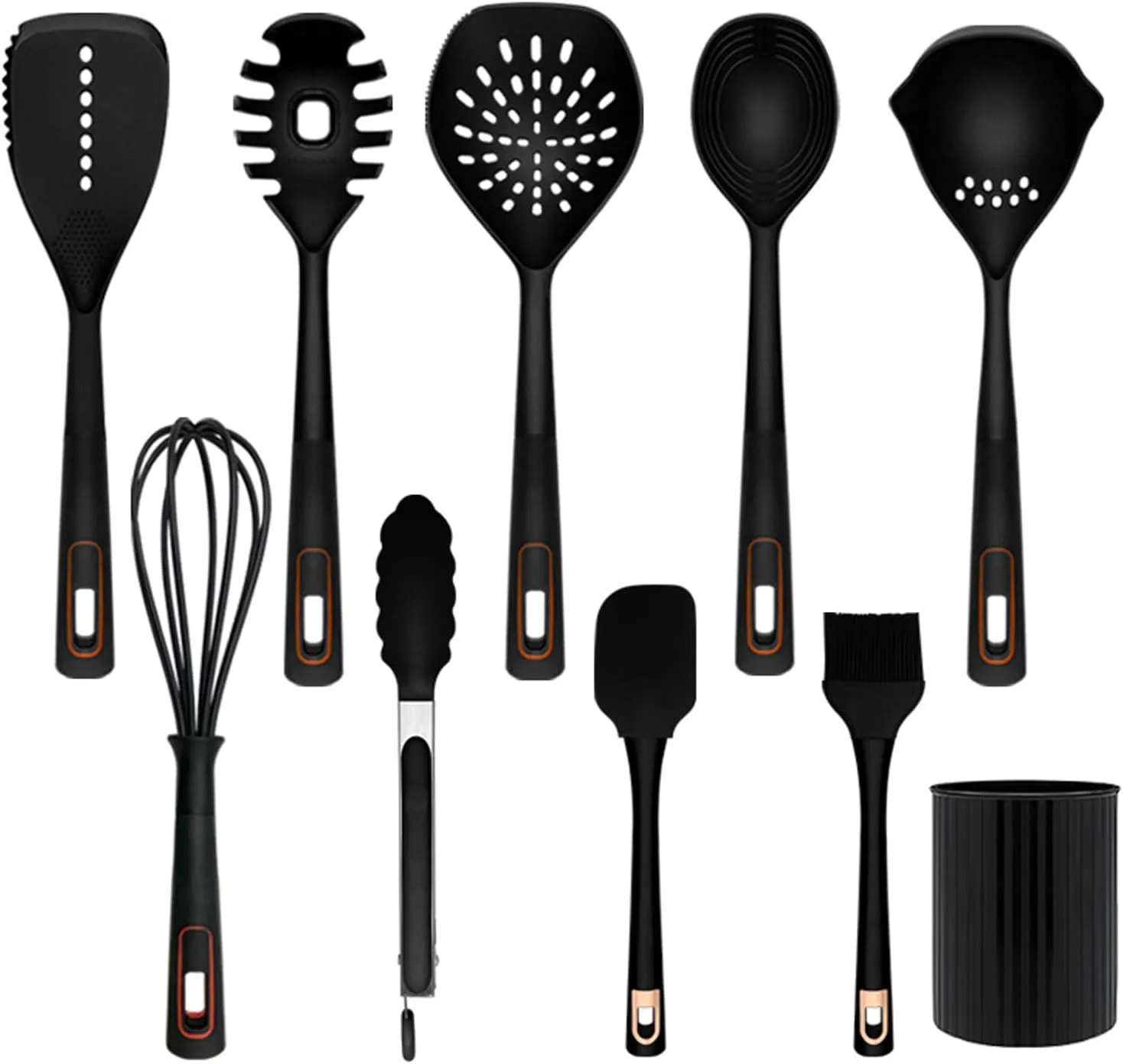 Kitchen Helper Set 9-Piece Cooking Cutlery Set Heat Resistant Cookware Non-Stick Cooking Set Kitchen Utensils Dishwasher Safe,Black