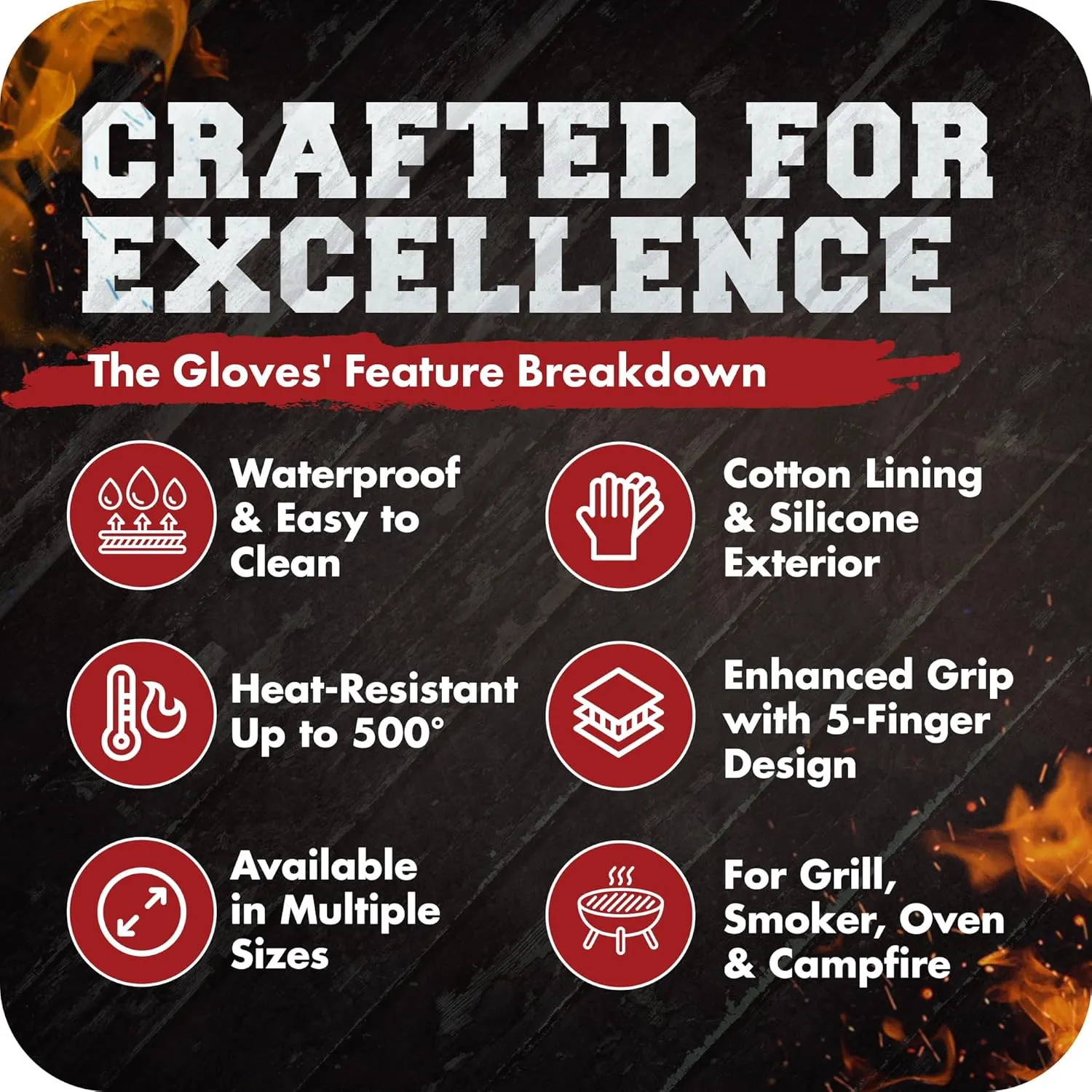 KITCHEN PERFECTION Silicone Smoker Oven Gloves-Extreme Heat Resistant BBQ Gloves-Handle Hot Food Right on Your Grill Fryer & Pit|Waterproof Grilling Cooking Baking Mitts|Superior Value Set  3 Bonuses