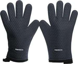 KITCHEN PERFECTION Silicone Smoker Oven Gloves-Extreme Heat Resistant BBQ Gloves-Handle Hot Food Right on Your Grill Fryer & Pit|Waterproof Grilling Cooking Baking Mitts|Superior Value Set  3 Bonuses