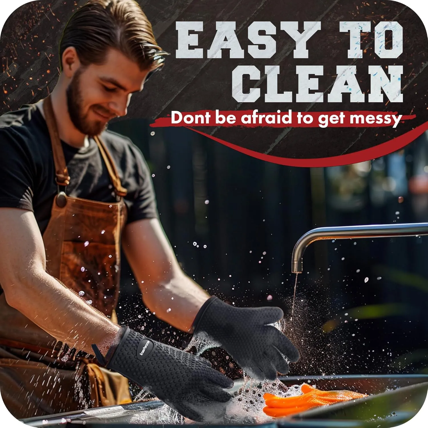 KITCHEN PERFECTION Silicone Smoker Oven Gloves-Extreme Heat Resistant BBQ Gloves-Handle Hot Food Right on Your Grill Fryer & Pit|Waterproof Grilling Cooking Baking Mitts|Superior Value Set  3 Bonuses