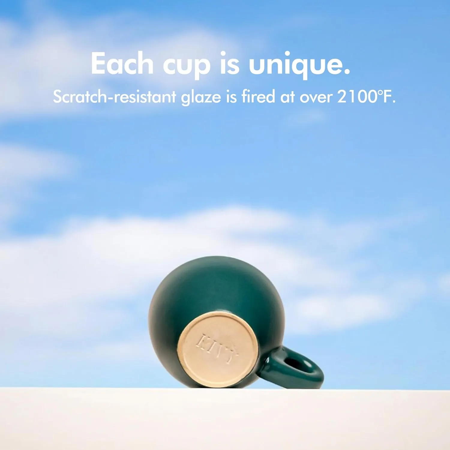 KIVY Cappuccino cups set of 4 [8oz] - Thick-walled stoneware cappuccino cup set for latte art - Latte mugs - Latte cups - Latte mug - Latte art cup - Ceramic latte cup and saucer set of 4 - Blue