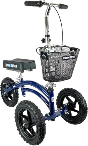 KneeRover Original Steerable All Terrain Knee Scooter for Adults for Foot Surgery Heavy Duty Knee Walker for Broken Ankle Foot Injuries - Leg Recovery Scooter Best Knee Crutch Alternative (Blue)