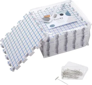 KnitIQ Blocking Mats for Knitting Extra Thick Blocking Boards for Crochet Projects with Gridlines - 100 T-Pins and Storage Bag Included for Knitting Supplies - Standard Mat Set - Pack of 9