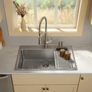 Kohler Pro-Function Kitchen Sink Kit - with Vibrant Stainless Albany Pull Down Faucet 78960-1PC-NA
