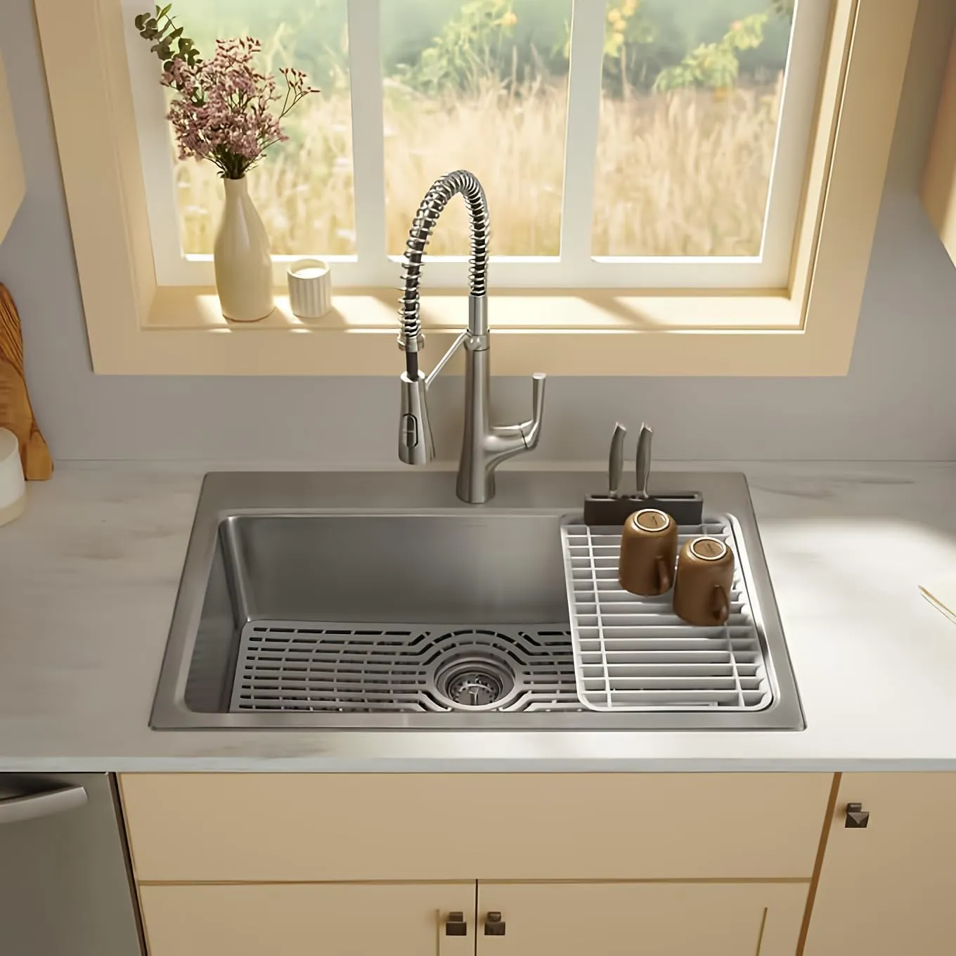 Kohler Pro-Function Kitchen Sink Kit - with Vibrant Stainless Albany Pull Down Faucet 78960-1PC-NA