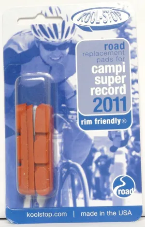 Kool Stop Campagnolo Super Record Road Replacement Pads, Caliper Pads, Threaded Posts, Salmon, Pair