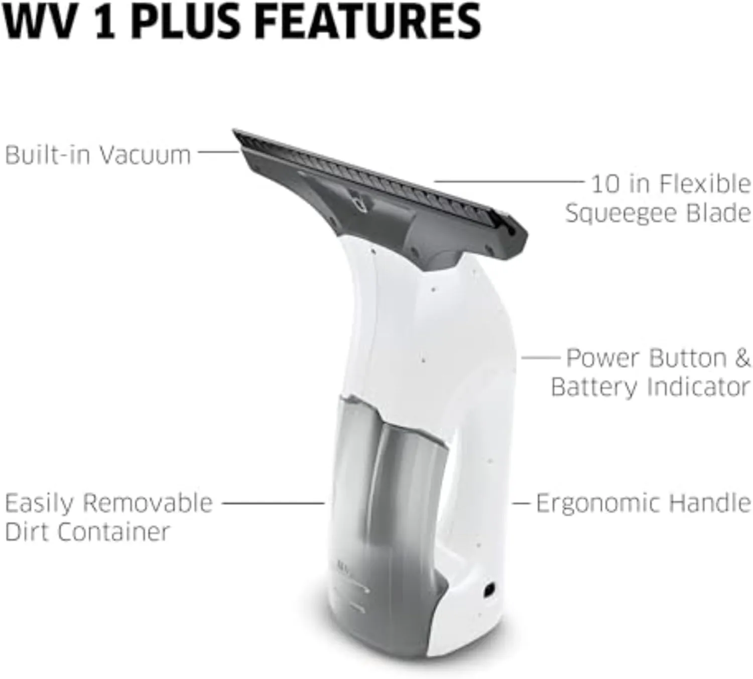 Kärcher WV 1 Electric Window Vacuum Squeegee 10" - Perfect for Showers, Mirrors, Glass, and Countertops - Electric Squeegee