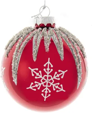 Kurt S. Adler 80MM Red and Silver Snowflake Ball Ornaments, 6 Piece Set