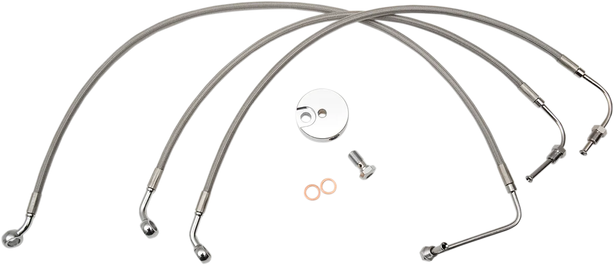 LA CHOPPERS Brake Lines - 12" - 14" Ape Hanger Handlebars - Stainless Steel LA-8010B13