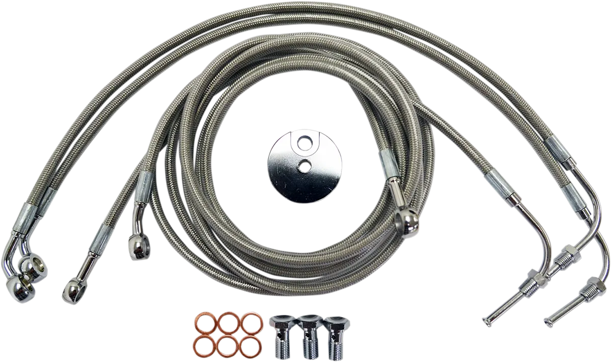 LA CHOPPERS Brake Lines - 12" - 14" Ape Hanger Handlebars - Stainless Steel LA-8050B13
