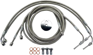 LA CHOPPERS Brake Lines - 12" - 14" Ape Hanger Handlebars - Stainless Steel LA-8050B13