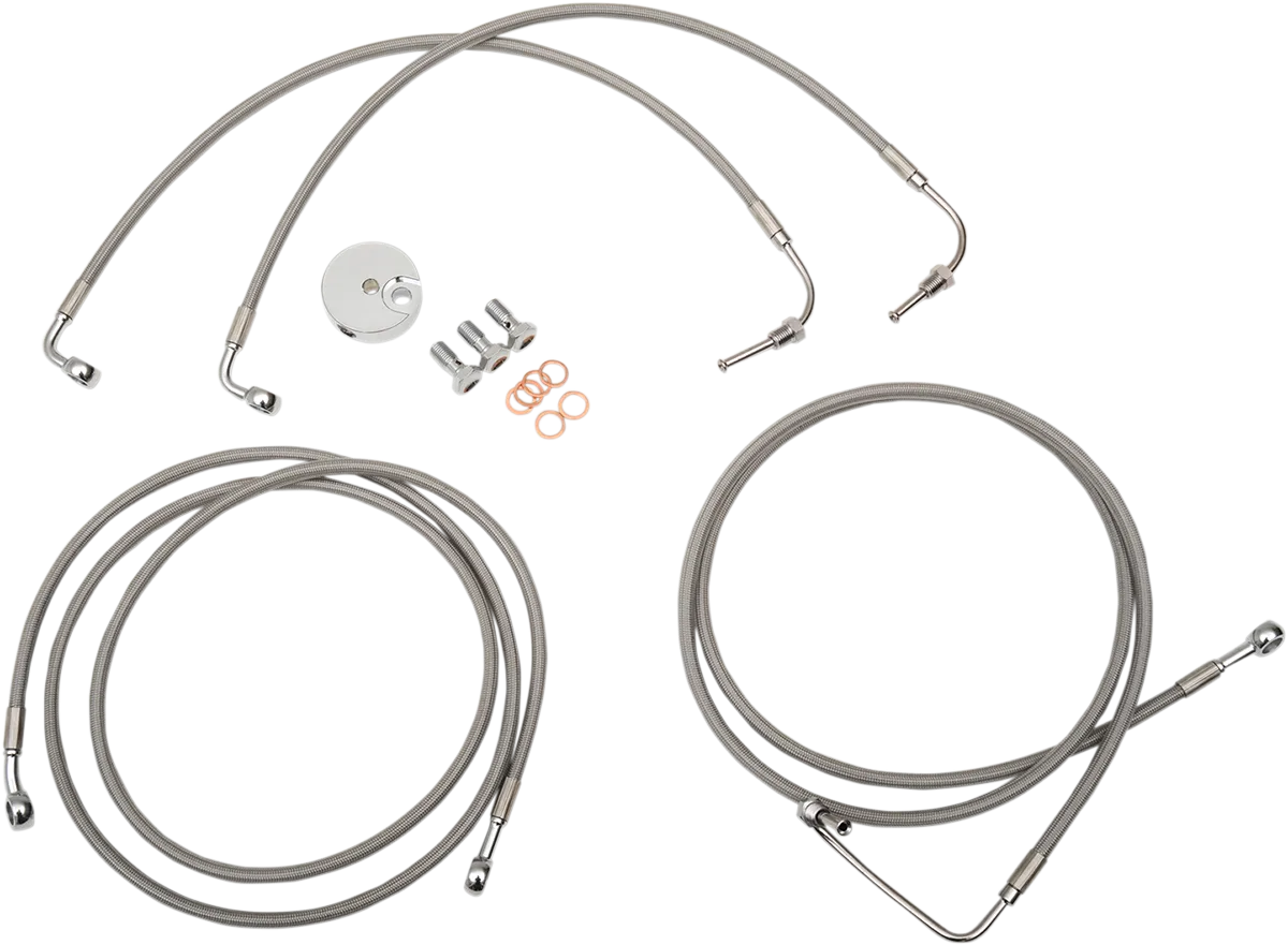 LA CHOPPERS Brake Lines - 12" - 14" Ape Hanger Handlebars - Stainless Steel LA-8051B13