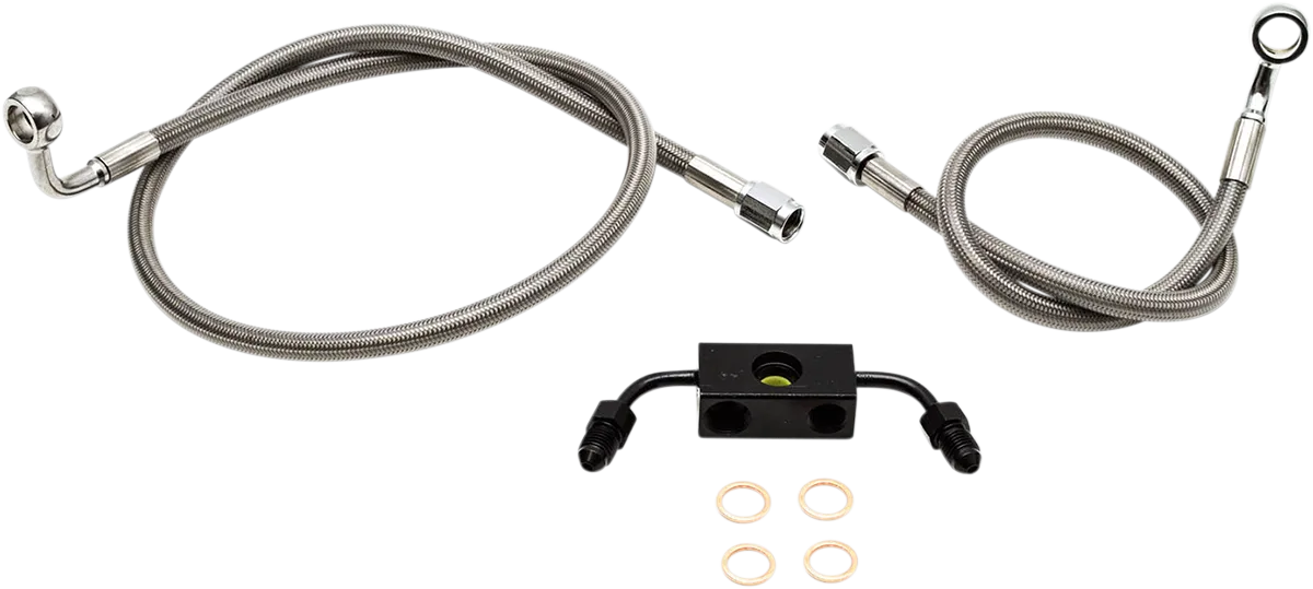 LA CHOPPERS Brake Lines - 12" - 14" Ape Hanger Handlebars - Stainless Steel LA-8321B13