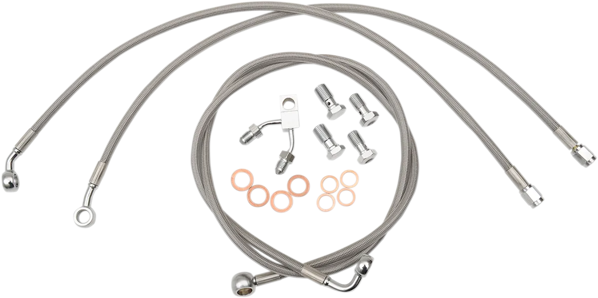 LA CHOPPERS Brake Lines - 15" - 17" Ape Hanger Handlebars - Stainless Steel LA-8150B16