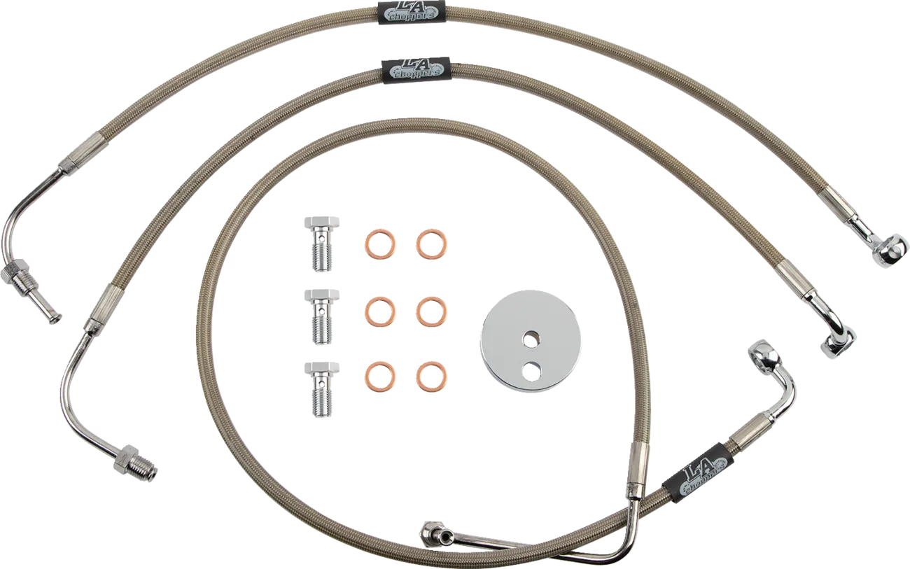 LA CHOPPERS Brake Lines - 15" - 17" Ape Hanger Handlebars - Stainless Steel LA-8230B16