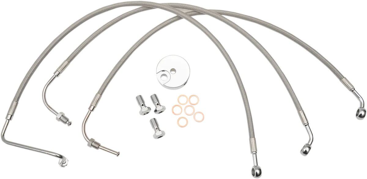 LA CHOPPERS Brake Lines - 18" - 20" Ape Hanger Handlebars - Stainless Steel LA-8005B19