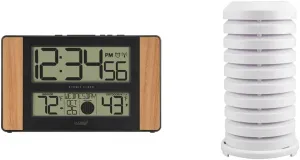 La Crosse Technology Atomic Digital Clock with Outdoor Temperature and Weather Shield