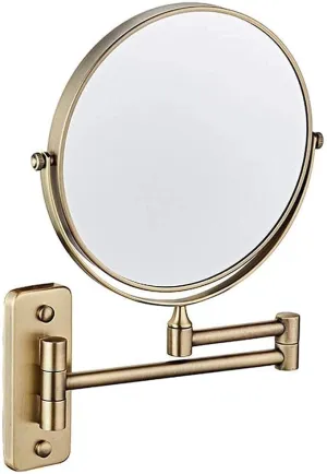 LADYG Bathroom Mirror Wall Mounted Makeup Mirror 8- inch Two- Sided 5X Magnification 360° Swivel Extending Folding Bathroom Shaving Cosmetic Make Up Mirror (Color : Rose Gold, Size : 1X/5X)