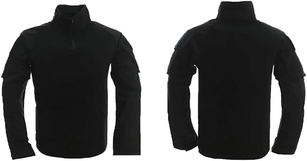 LANBAOSI Men's Tactical Combat Shirt and Pants Set Long Sleeve Woodland Hunting Military Uniform 1/4 Zip