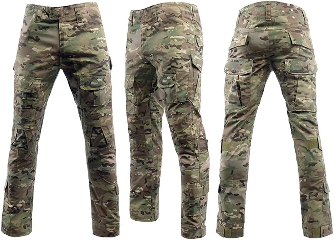 LANBAOSI Men's Tactical Combat Shirt and Pants Set Long Sleeve Woodland Hunting Military Uniform 1/4 Zip