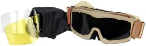 Lancer Tactical CA-223T Vented Safety Airsoft Goggles w/ Interchangeable Multi Lens Kit (Desert Tan), Includes Smoked, Clear, & Yellow Lens