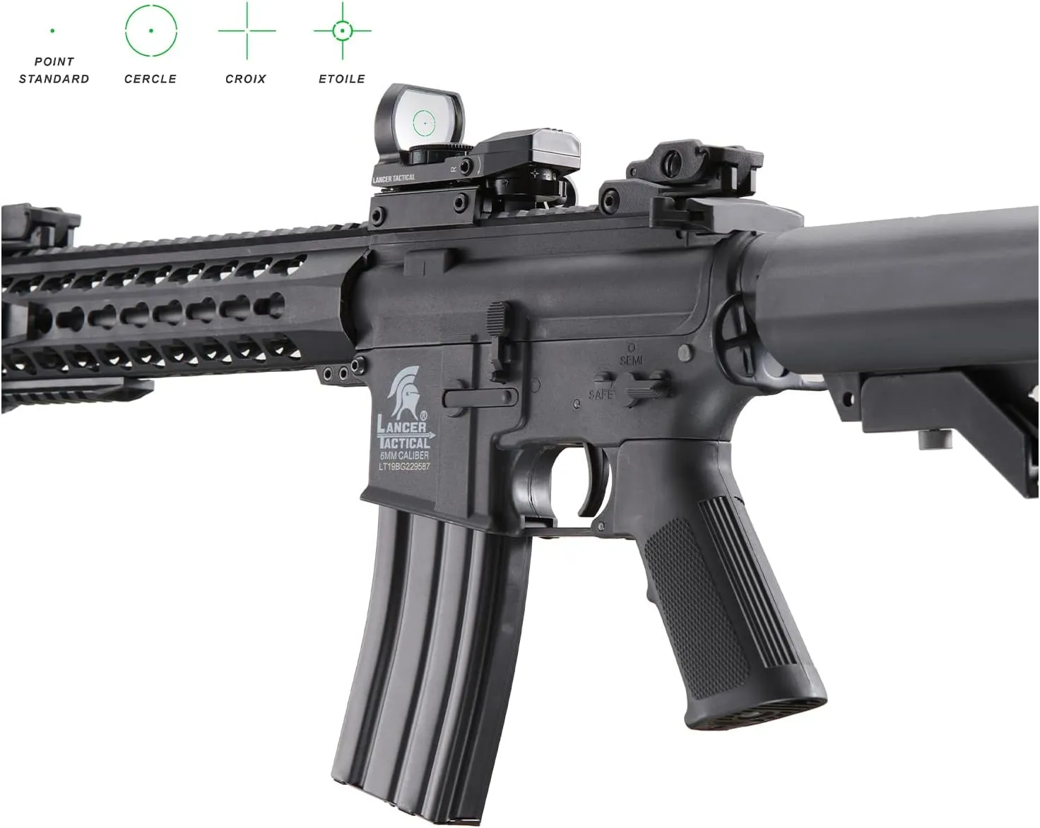 Lancer Tactical Multi Reticle Full Metal Red & Green Dot Open Tubeless Reflex Airsoft Scope Sight