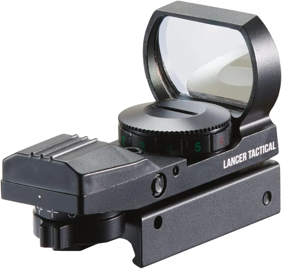 Lancer Tactical Multi Reticle Full Metal Red & Green Dot Open Tubeless Reflex Airsoft Scope Sight
