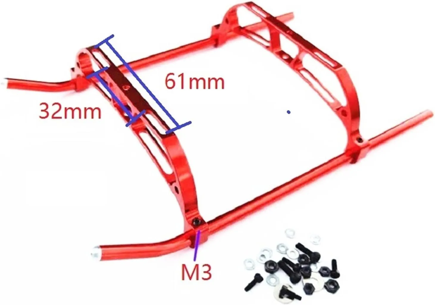 Landing Gear for Align Trex RC 450 Helicopter Parts Metal Landing Skid for 450V3 Sport 450PRO 450DFC QAV250 (Color : Red)