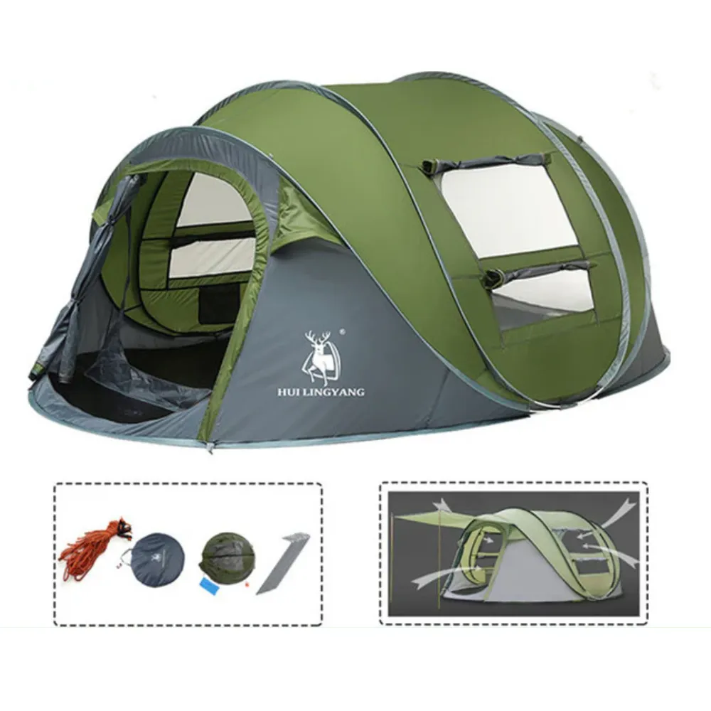 Large Capacity 4 to 5 Persons Automatic Pop Up Camping Tent