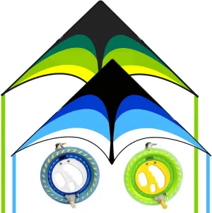 Large Delta Kite Easy to Fly with Kite Reel Set, Beach Kite & Kite Spool for Kids & Adults, Single Line Triangle Kite with 7.1 Inch Kite Wheel Kit