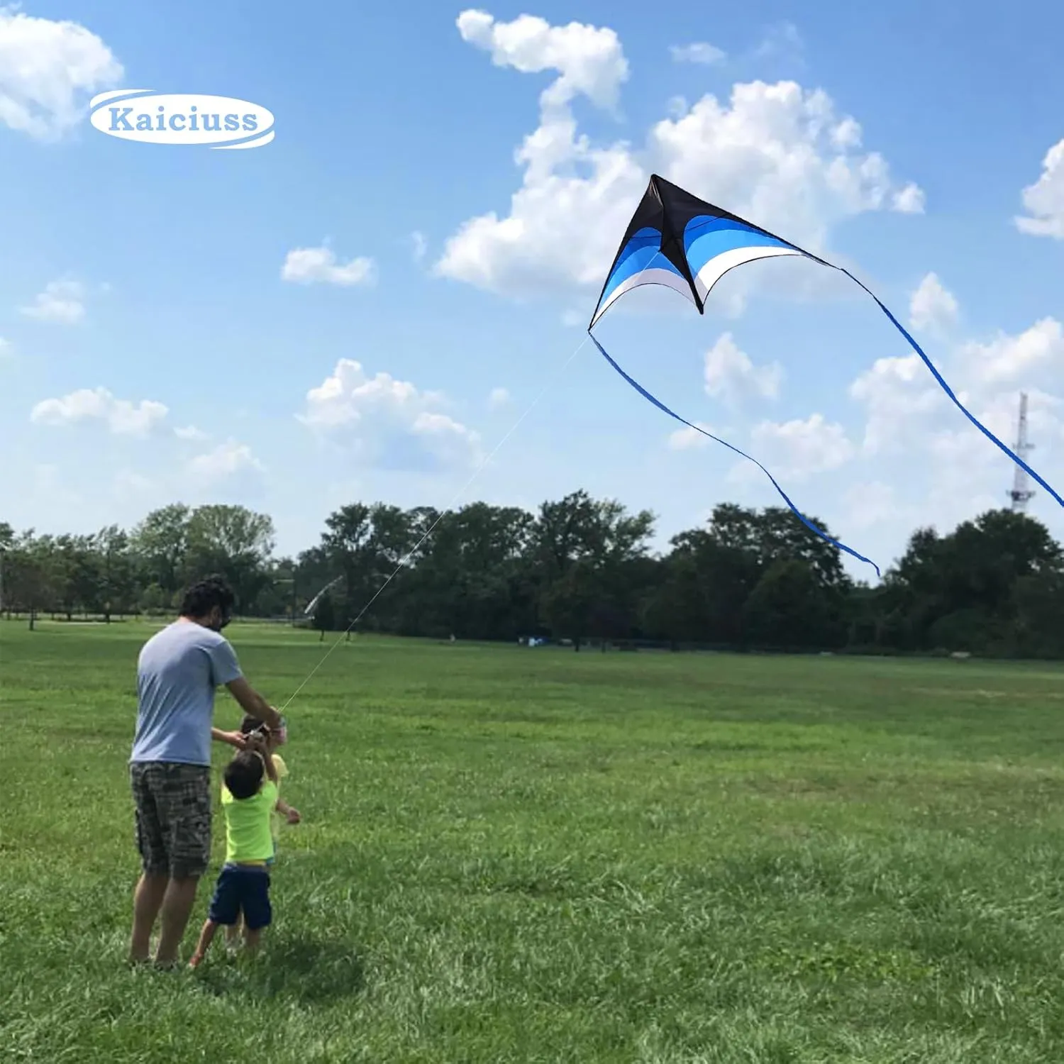 Large Delta Kite Easy to Fly with Kite Reel Set, Beach Kite & Kite Spool for Kids & Adults, Single Line Triangle Kite with 7.1 Inch Kite Wheel Kit