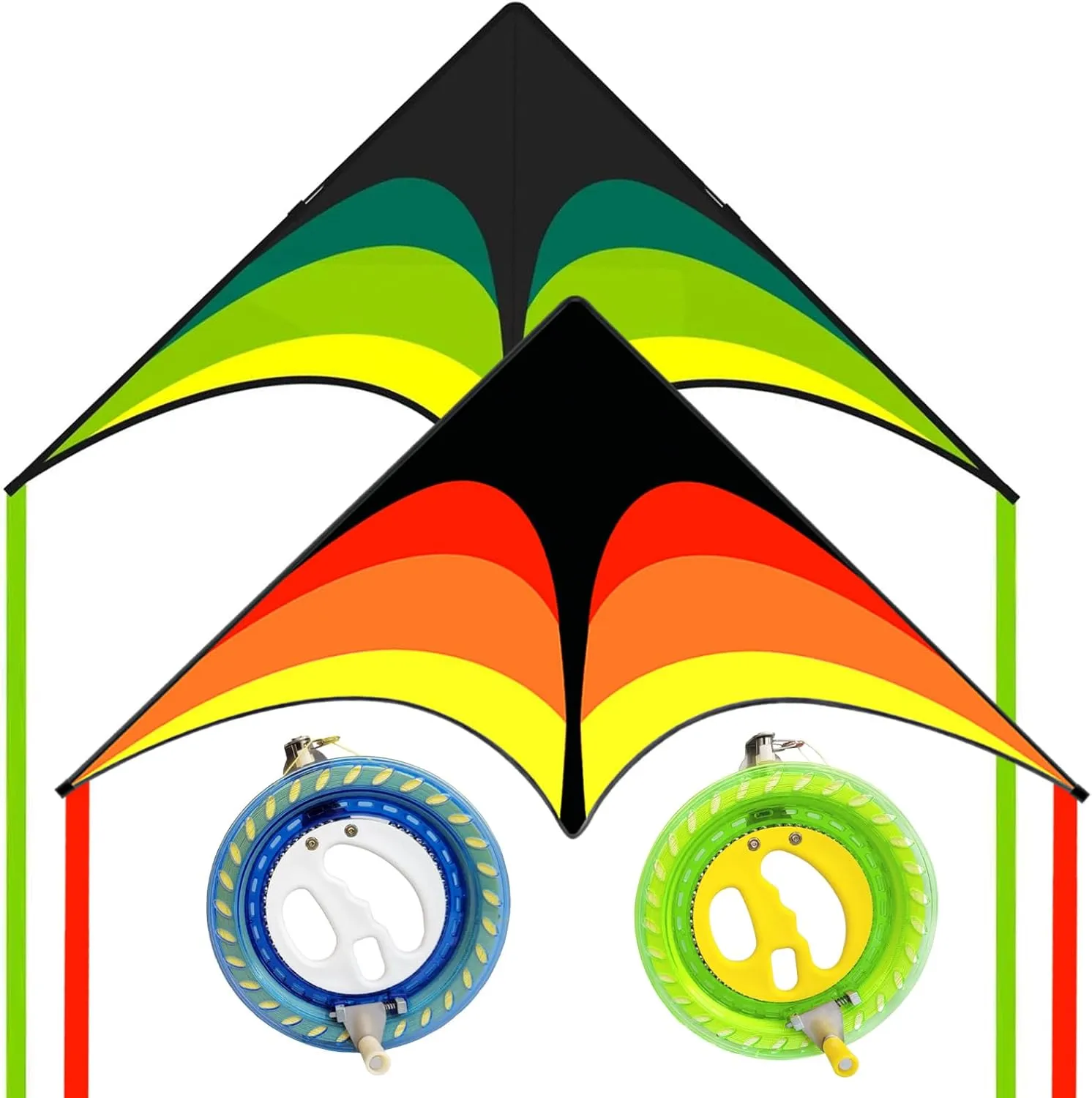 Large Delta Kite Easy to Fly with Kite Reel Set, Beach Kite & Kite Spool for Kids & Adults, Single Line Triangle Kite with 7.1 Inch Kite Wheel Kit