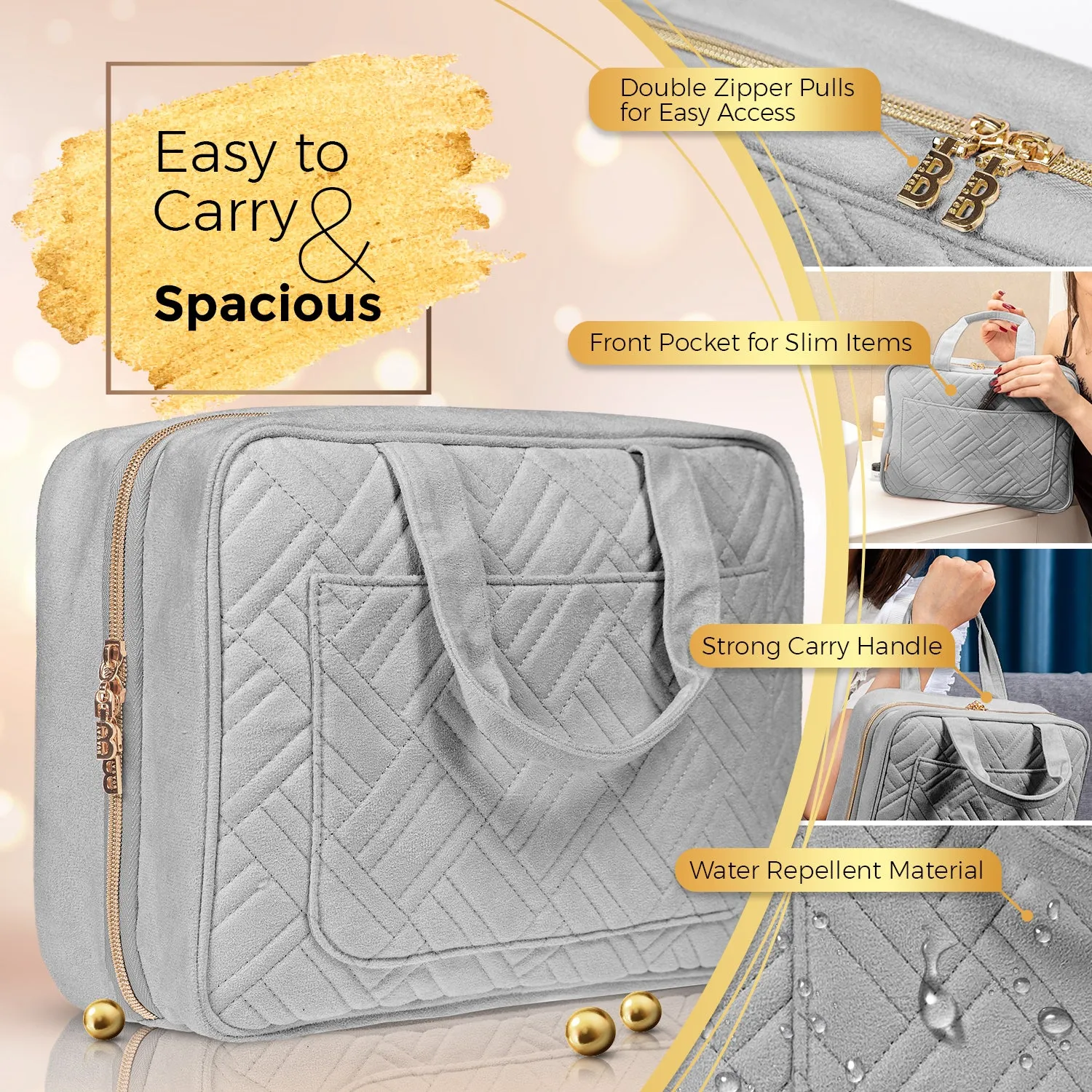Large Foldable Hanging Toiletry Bag - Pigeon Gray