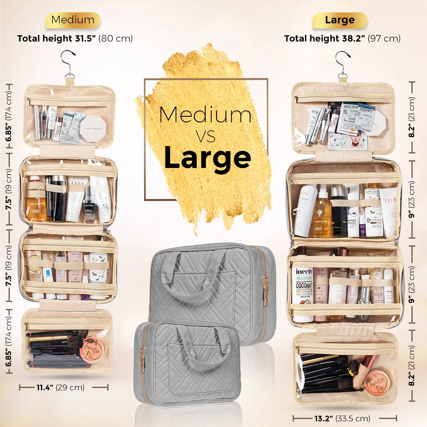 Large Foldable Hanging Toiletry Bag - Pigeon Gray