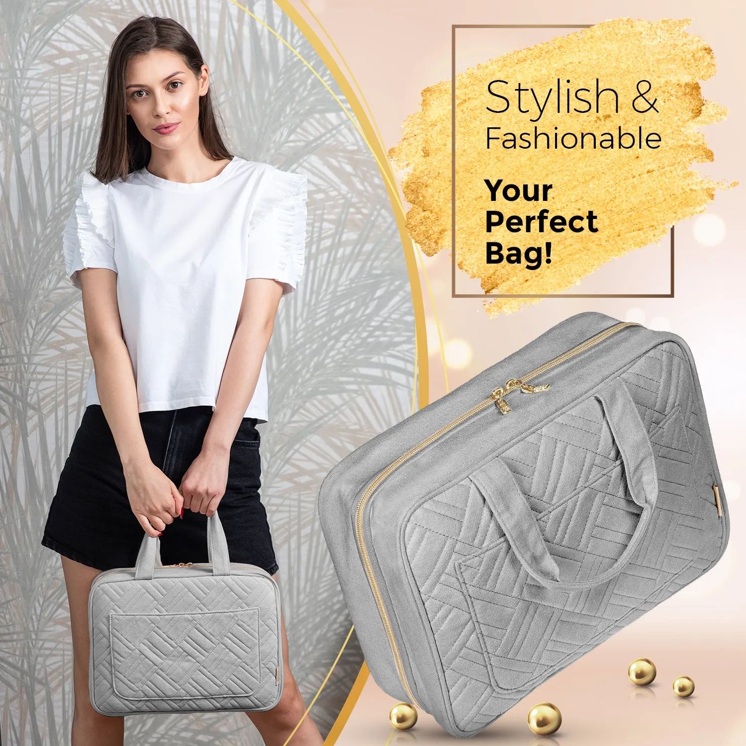 Large Foldable Hanging Toiletry Bag - Pigeon Gray