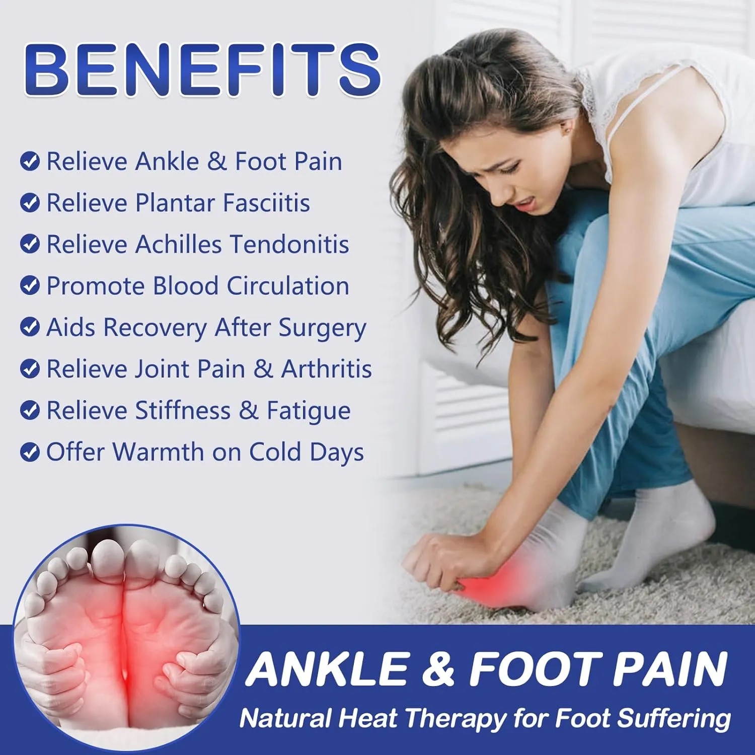 Large Foot Warmer for Feet, Electric Foot Heating Pad with Washable Cover, 86-158℉Adjustable Heat & Auto Shut-Off, Deep-Penetrating Heat for Neuropathy Pain Relief and Foot Pain