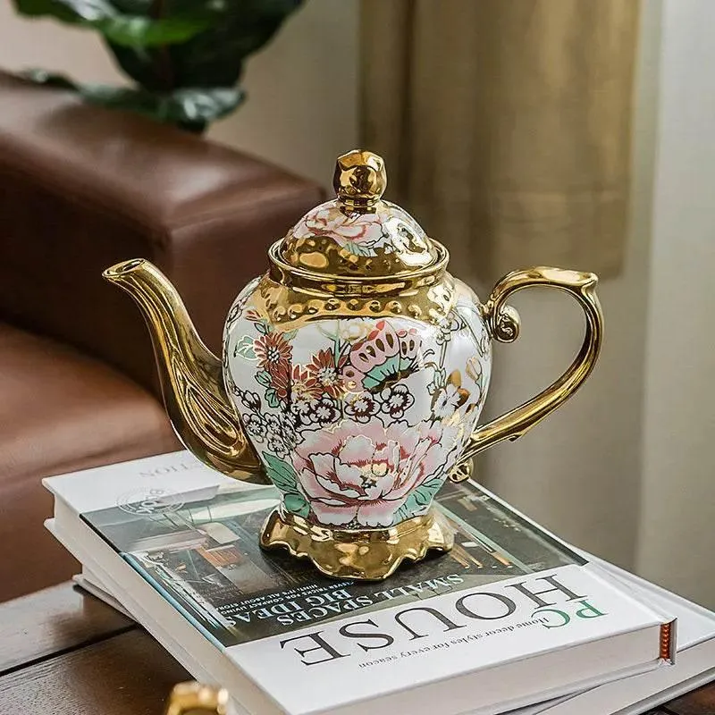Large Porcelain Teapot Set - Heat-Resistant Teaware with Infuser