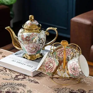 Large Porcelain Teapot Set - Heat-Resistant Teaware with Infuser