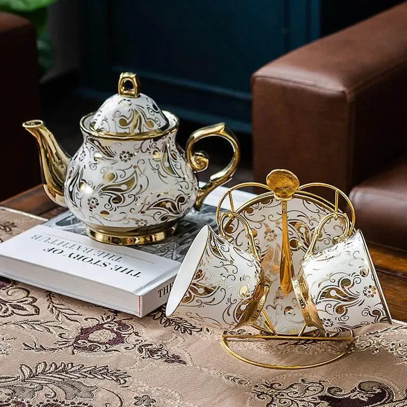Large Porcelain Teapot Set - Heat-Resistant Teaware with Infuser
