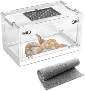 Large Snake Reptile Tank Amphibians Habitat Cages Sliding Screen Top for Lizard,Gecko, Frog, Hamster,Hermit Crab Animals(21.65"x12.6"x12.2") (White)