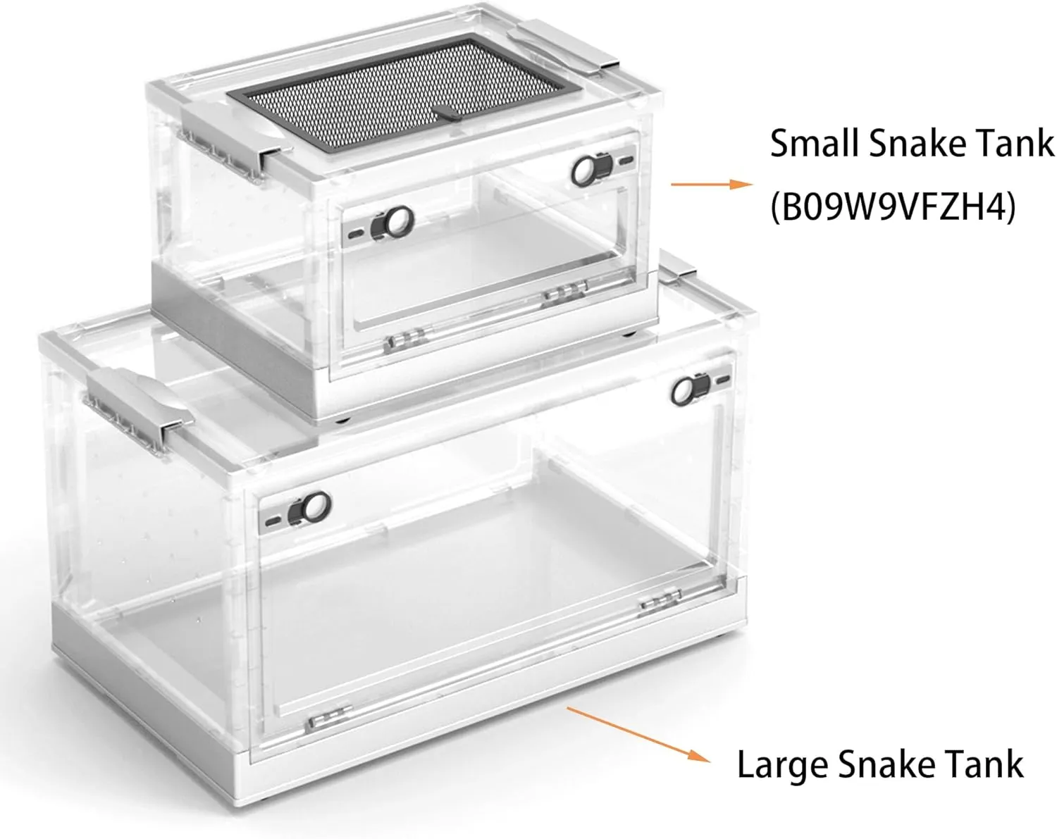 Large Snake Reptile Tank Amphibians Habitat Cages Sliding Screen Top for Lizard,Gecko, Frog, Hamster,Hermit Crab Animals(21.65"x12.6"x12.2") (White)